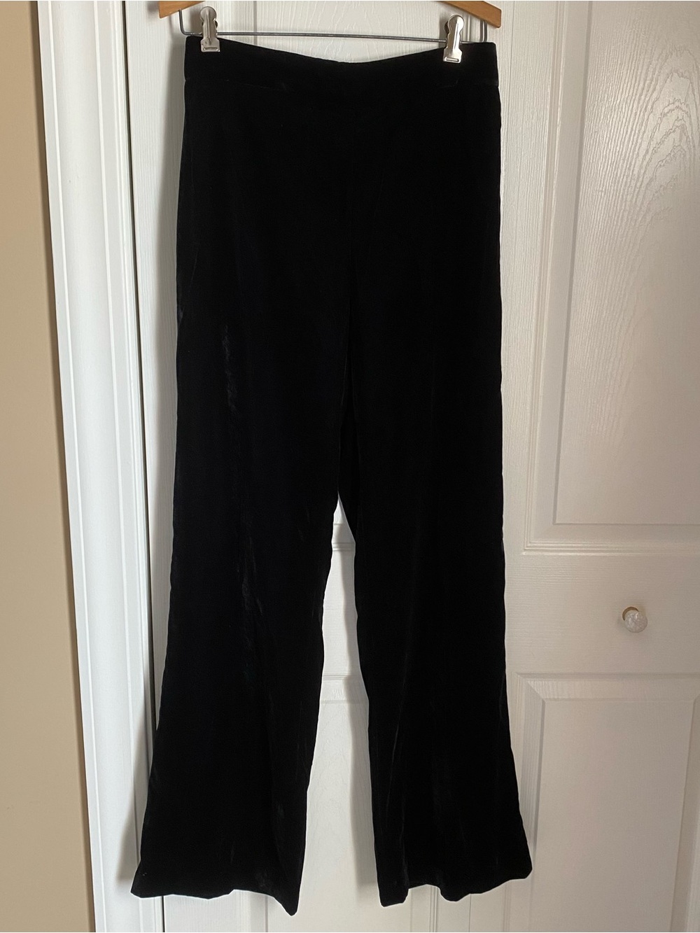 Zara Black Crushed Velvet Wide Leg Pants Small Whimsigoth Festive Quiet Luxury